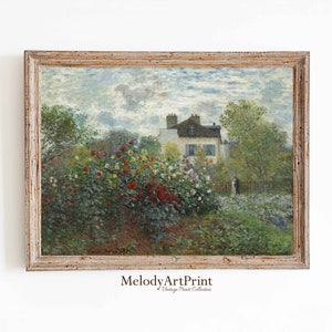 Cottage Oil Painting, Rose Garden Wall Art, Summer Art, Claude Monet Art Print, Printable Art, Antique Print Cottage Painting, Hotel Print