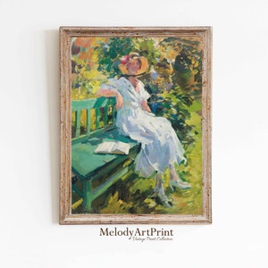 Vintage Garden Painting: French Country Cottage Wall Art (Download)