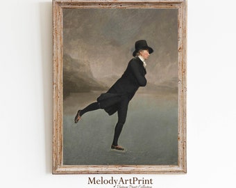 Vintage Ice Skating Painting: 19th Century Winter Scene (Digital Download)