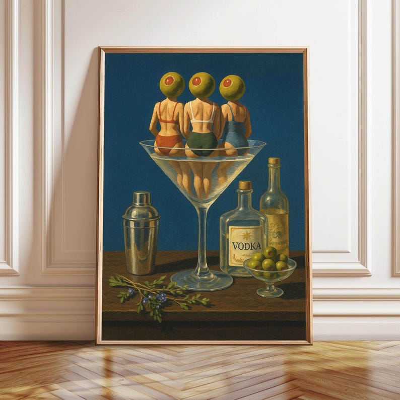 Vintage Dirty Martini-tryck: Retro barvagnsdekor (digital nedladdning) bild 1