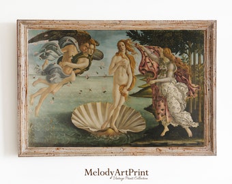 Impresión de Botticelli sobre El nacimiento de Venus: Pintura renacentista de Afrodita (descarga digital)