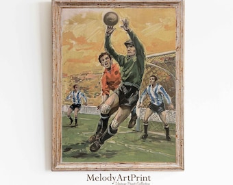 Vintage Soccer Print: Retro Sports Wall Art for Kids Room, Fen Gift Poster (Digital Download)