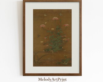 Vintage Botanical Print, Floral Study Poster, Living Room Wall Art (Digital Download)
