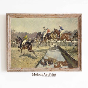 Vintage Horse Racing Painting, Vintage Horse Art Print, Jockey Printable Wall Art, Sport Printable Art, Digital Download, Horse Poster Print