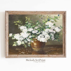 Flowers with Vase Painting, Flowers Wall Art Print, Flowers PRINTABLE Digital Art, Flower Art, Flowers Still Life Poster Prints