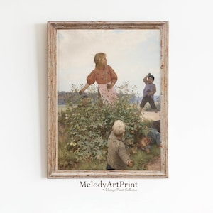 Children Playing Vintage Painting Print, Happy Home Wall Art Decor, Downloadable Print, Printable Artwork, Instant Download Art