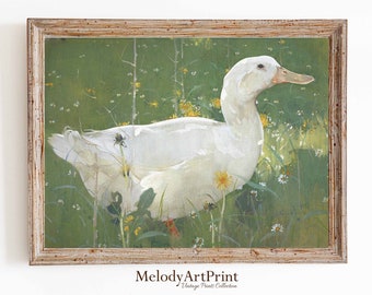 Vintage Goose Painting, Antique Nursery Decor (Digital Download)
