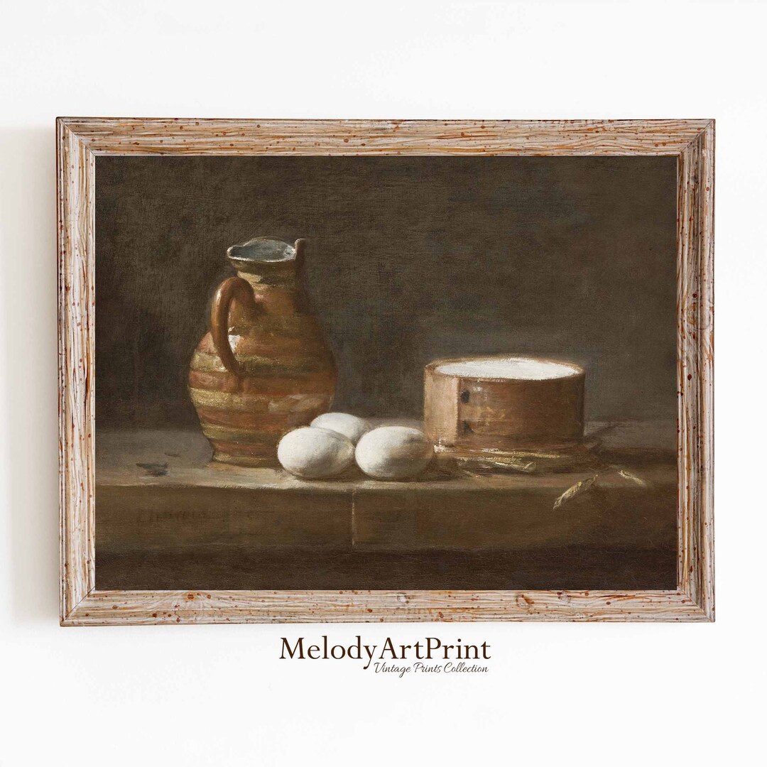 Printable Still Life Wall Art, Still Life With Eggs Cheese and Pitcher ...