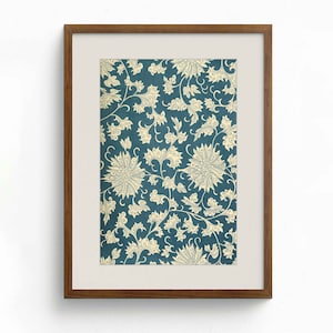 ANTIQUE TAPESTRY Wall Art | Vintage Textile Art Print | Vintage Pattern Art | Botanical Pattern Print | Digital Download | Vintage Blue Art