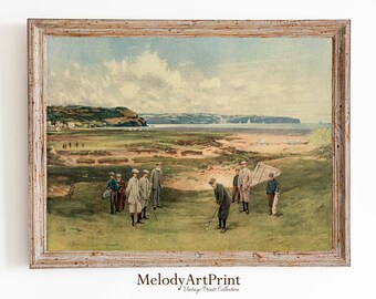 Vintage Golf Painting: Golf Course Landscape Art Print (Digital Download)