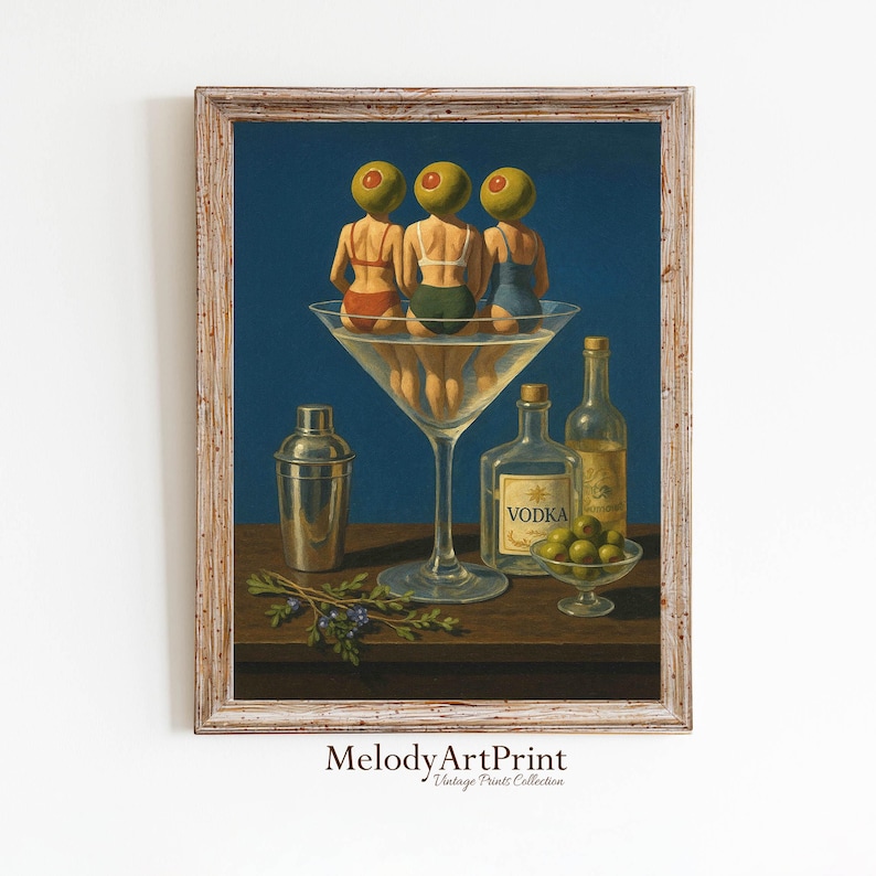 Vintage Dirty Martini-tryck: Retro barvagnsdekor (digital nedladdning) bild 7