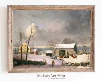 Vintage Country Winter Landscape Art Print (Digital Download)