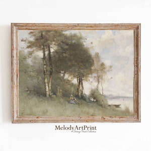 Landscape Vintage Painting,  Vintage Wall Art, Old Pine, Rustic Wall Decor, Landscape Wall Art, DIGITAL DOWNLOAD, PRINTABLE Art