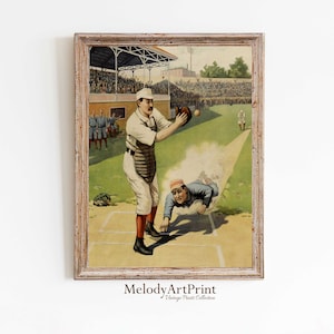 Vintage Baseball Art, PRINTABLE Art, Sports Painting, Sports Party Decor, Boy Nursery Artwork, Antique Baseball DIGITAL Print