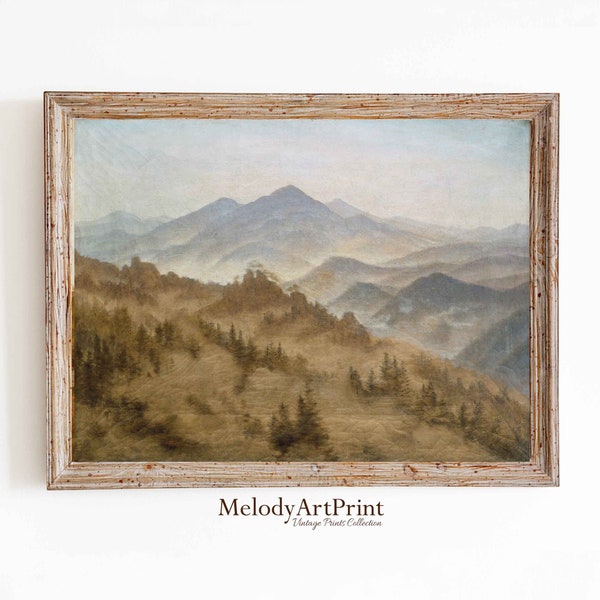 Mountain Vintage Print | Mountain Landscape Painting | Downloadable Art | Mountains Wall Art