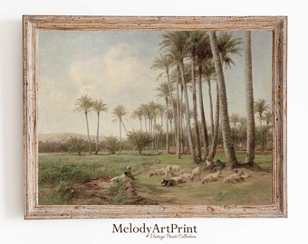 Vintage Sheep Painting: Farmhouse Countryside Art (Digital Download)