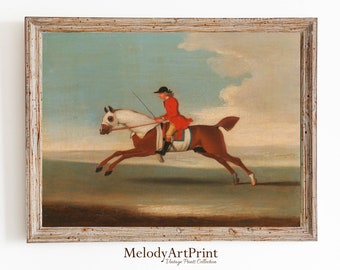 Vintage Horse Rider Oil Painting Print, Equestrian Art (Digital Download)