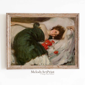 Woman Portrait Vintage Print, Antique Painting, Moody Woman Portrait, Printable Art, Downloadable Prints