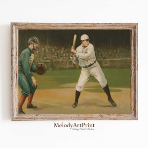 Antique Baseball Sport Illustration Art, Vintage Art Prints, Digital Download Print, Boys Room Decor, Baseball Print, Baseball Printable