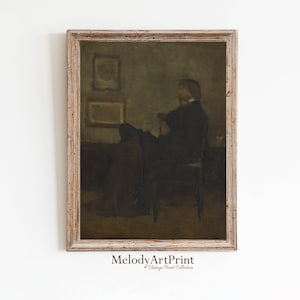Man Portrait Painting, Vintage Man Portrait Wall Art, Antique Art Print, Moody Wall Art, Moody Dark Academia Print, PRINTABLE ART