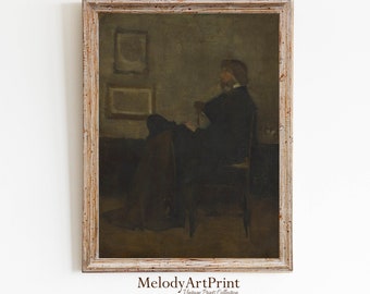 Vintage Man Portrait Print: Moody Dark Academia Wall Art (Digital Download)