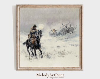 Vintage Cowboy Santa Christmas Print, Western Holiday Decor (Digital Download)