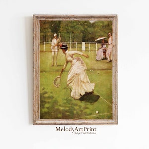 Vintage Tennis Art Print, Women Players Painting (Digital Download)