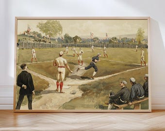 Vintage Baseball Game Print: 19th Century Sports Art (Digital Download)