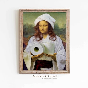 Funny Mona Lisa Toilet Poster: Vintage Restroom Art (Digital Download)