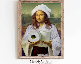 Funny Mona Lisa Toilet Poster: Vintage Restroom Art (Digital Download)