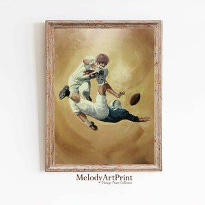 Football Painting Print, Vintage Football Pictures, Football Art, Football Printable, Boys Room Artwork, Football Wall Art, Sport Art Prints