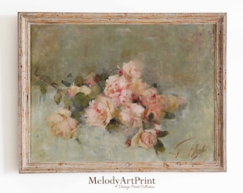 ヴィンテージカーネーション絵画：アンティーク静物画（デジタル