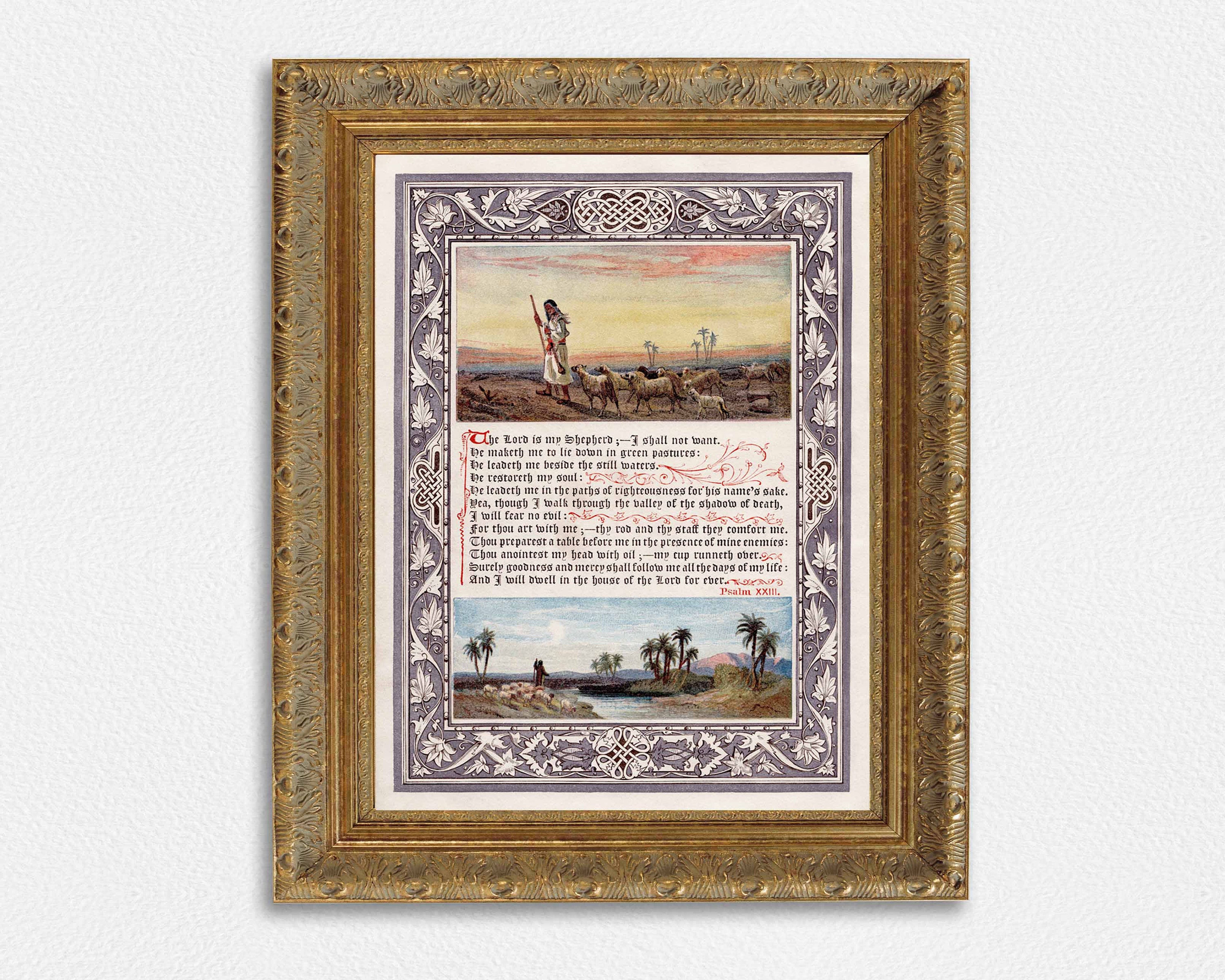 Psalm 23 Vintage Bible Verse Art Print (digital Download) - Etsy