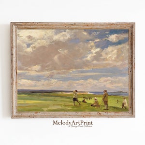 Vintage Golf Course Painting Art Print: Golf Fan Gift, Wall Decor Poster (Downloadable)