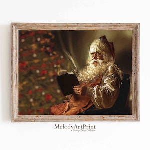Vintage Weihnachtsmann Gemälde: Weihnachten Cottagecore Dekor (Digitaler Download)