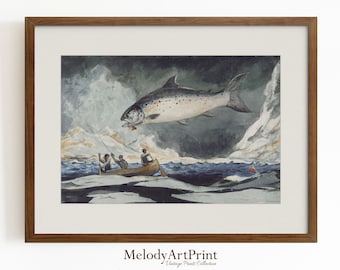 Vintage Fish Watercolor Painting: Antique Lake Art Print (Digital Download)