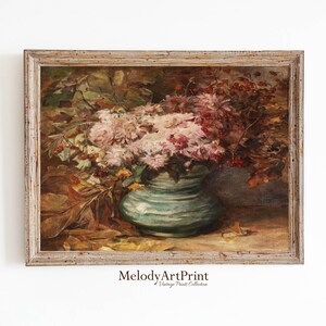 Pink Flowers Still Life Painting, Vintage Still Life, Flowers Wall Art, Vintage Botanical Print, Flowers Decor, Printable Digital Art