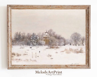 冬の風景雪の絵画 / 自然アートプリント / ダウンロード可能な印刷可能