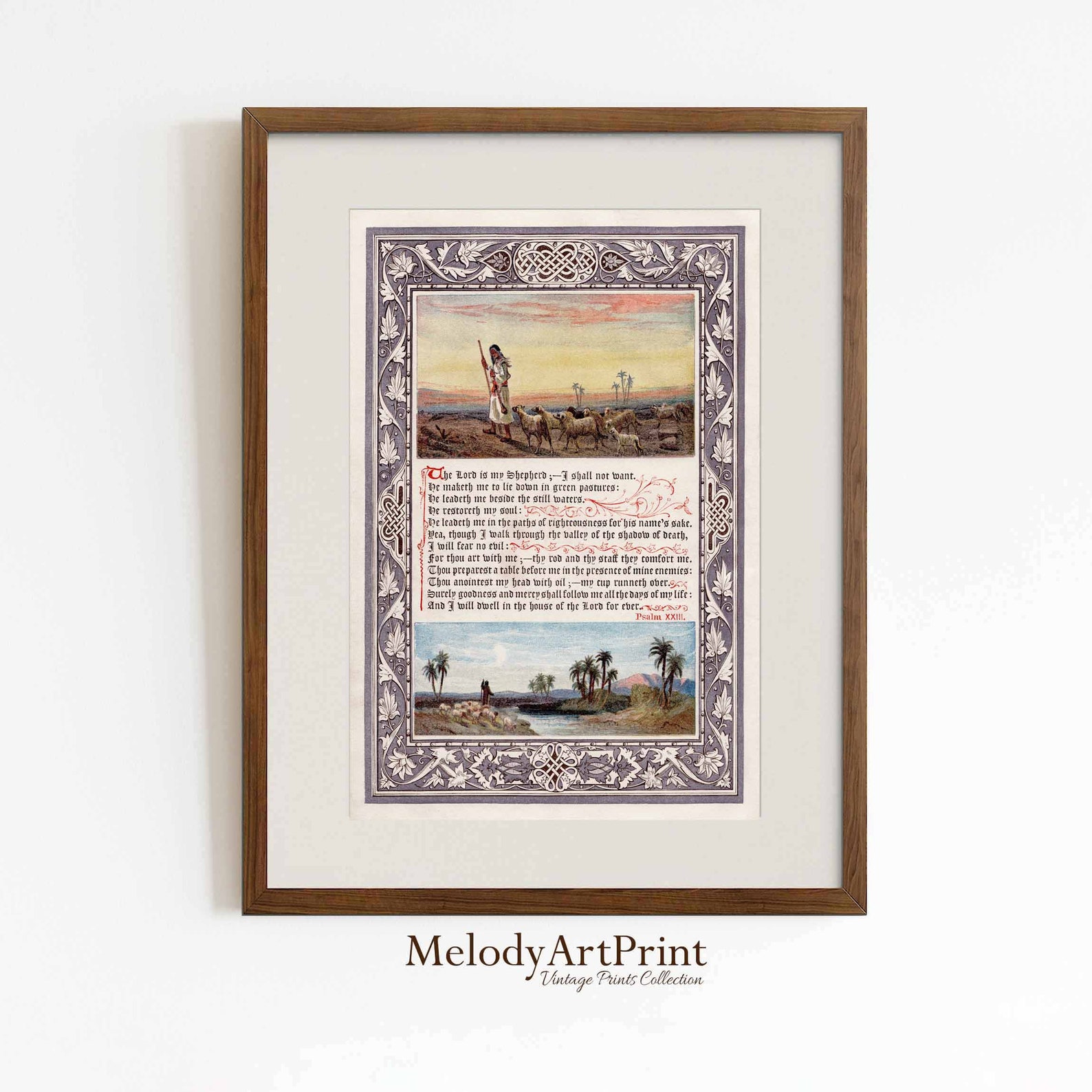 Psalm 23 Vintage Bible Verse Art Print (digital Download) - Etsy