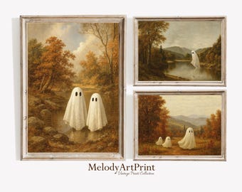 Vintage Geist Kunstdrucke: Gruselige Halloween Dekorationen (Digitaler Download)