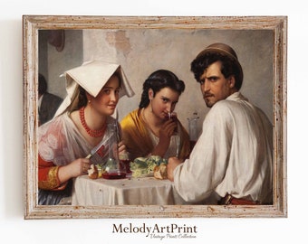 Funny Vintage Restroom Art: Classical Painting Print (Digital Download)