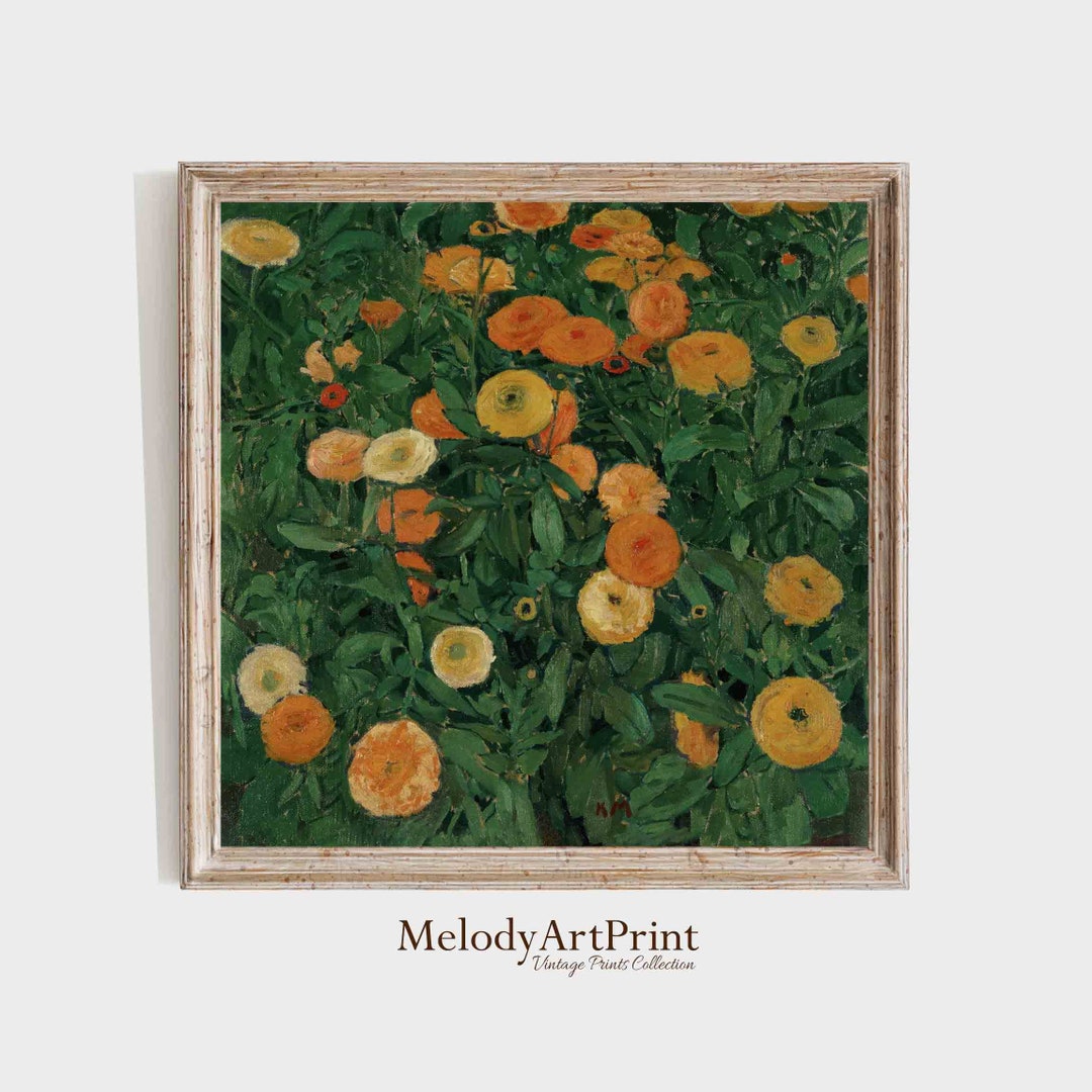 Square PRINTABLE Marigolds Art, Flowers Wall Art, Vintage Wall Art ...