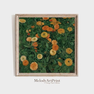 Square PRINTABLE Marigolds Art, Flowers Wall Art, Vintage Wall Art, Antique Wall Decor, Square Wall Art, Digital DOWNLOAD, Square Prints