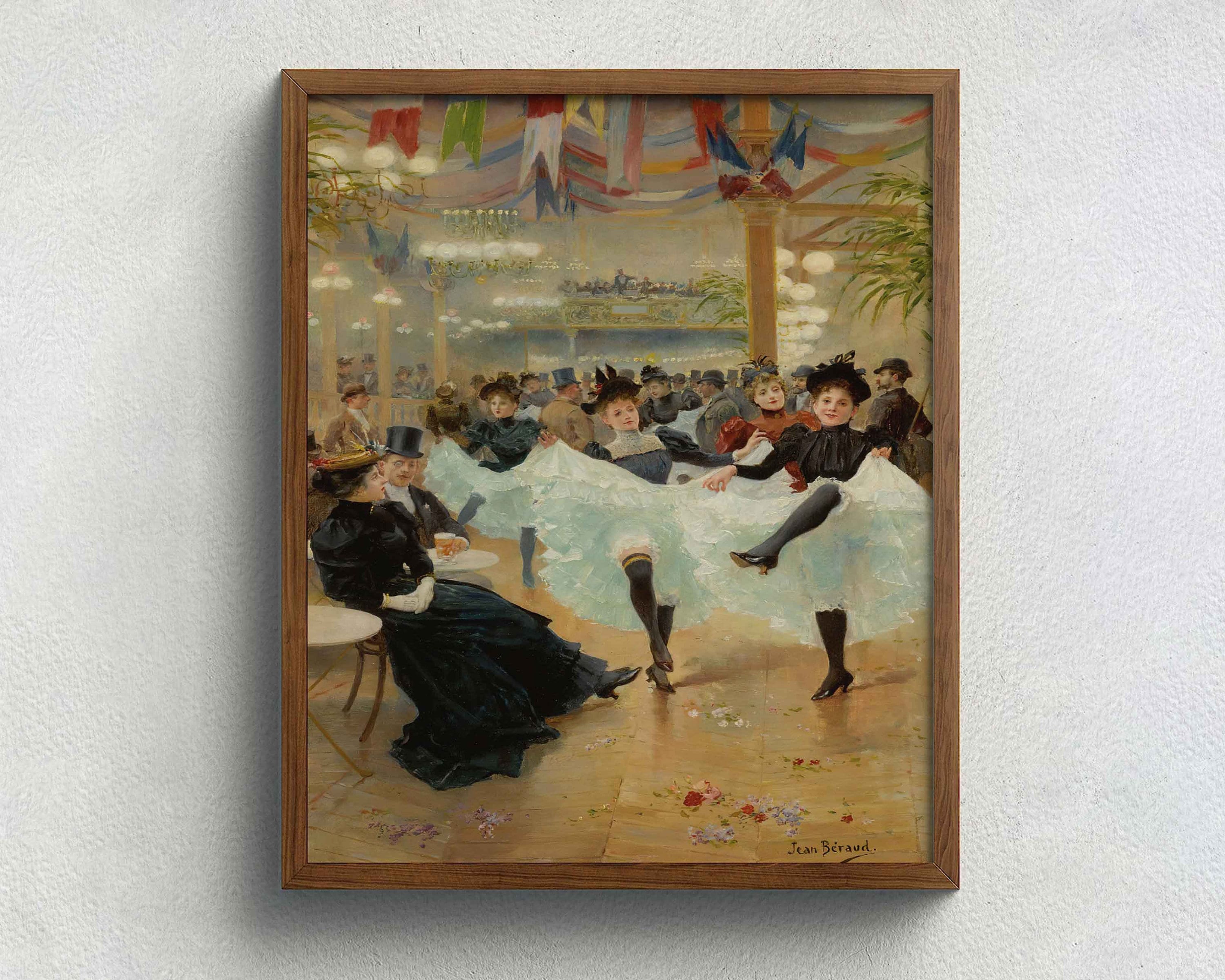 Vintage Painting Print of Can Can Dancers Antique Cabaret Etsy