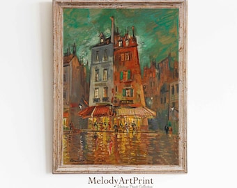 Architektura Paryża – obraz vintage: plakat podróżniczy z XIX wieku (pobranie cyfrowe)