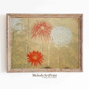 Vintage Flower Drawing, Printable Wall Art, Digital Download Art, Neutral Decor Art Print, Floral Wall Art