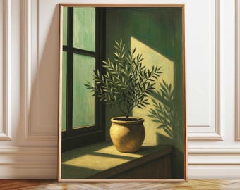 Olive Green Botanical Print: French Country Wall Art (Digital Download Printable)