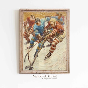 Vintage Hockey Art Print: Sports Poster, Boy&#39;s Room Decor (Digital Download)