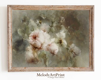 Vintage Pink Rose Painting, Elegant Floral Still Life (Digital Download)