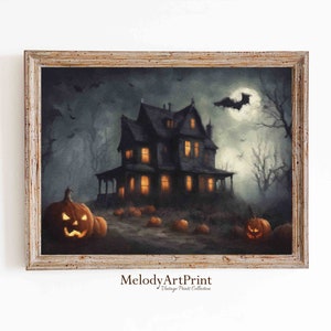 Printable Wall Art Haunted House, Witch House Art Print, Haunted House Wall Art, Spooky House Printable Art, Dark Academia, Halloween Decor